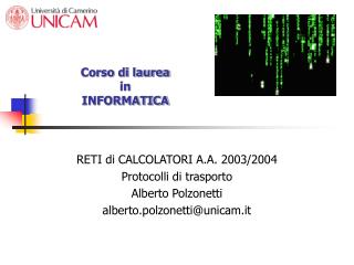 Corso di laurea in INFORMATICA