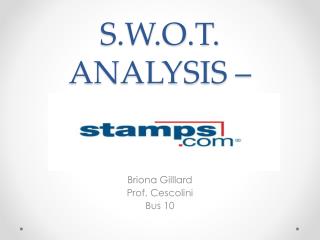 S.W.O.T. ANALYSIS –
