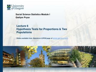 Social Science Statistics Module I Gwilym Pryce