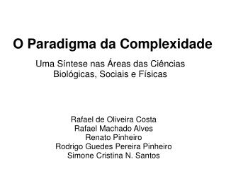 O Paradigma da Complexidade