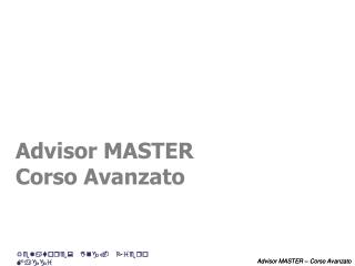 Advisor MASTER Corso Avanzato