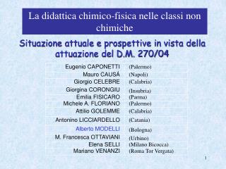 La didattica chimico - fisica nelle classi non chimiche