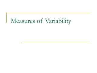 Measures of Variability