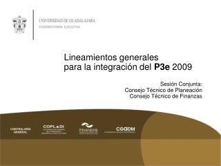 Lineamientos generales para la integración del P3e 2009 Sesión Conjunta: