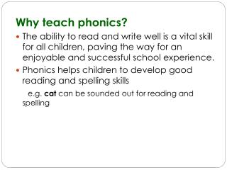 Why teach phonics?