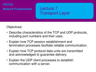 Lecture 7 Transport Layer