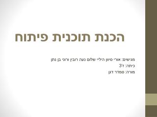 הכנת תוכנית פיתוח