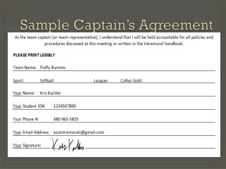 Sample Captain’s Agreement