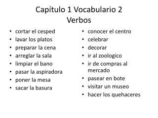 Capítulo 1 Vocabulario 2 Verbos