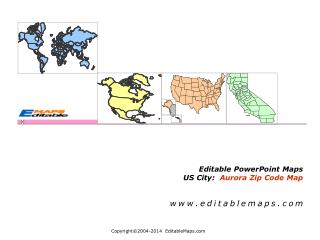 Editable PowerPoint Maps US City: Aurora Zip Code Map