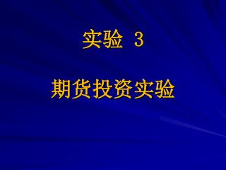 实验 3 期货投资实验