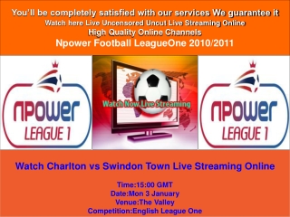 Charlton vs Swindon Town LIVE STREAM ONLINE TV SHOW