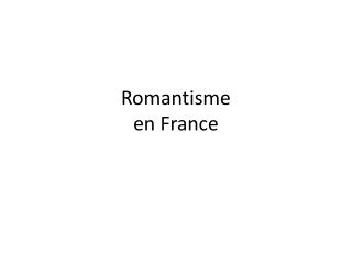 Romantisme en France
