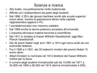 Scienze e ricerca