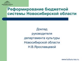 Реформирование бюджетной системы Новосибирской области