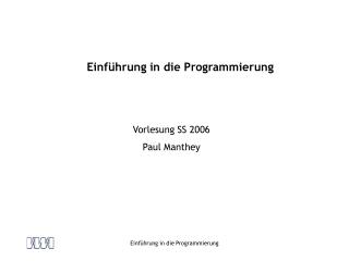Einführung in die Programmierung