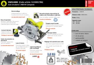 RWS1400K (Code article: 5133001786) Scie circulaire 1 400 W Compacte