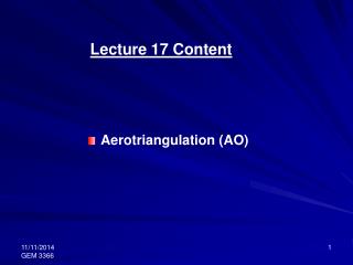 Lecture 17 Content