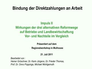 Bindung der Direktzahlungen an Arbeit