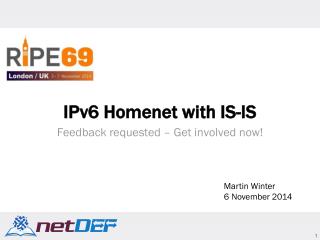 IPv6 Homenet with IS-IS