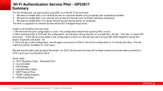  Wi-Fi Authentication Service Pilot - GP23817 Summary  