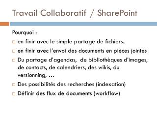 Travail Collaboratif / SharePoint