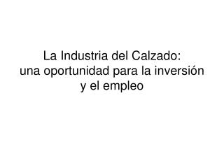 La Industria del Calzado: una oportunidad para la inversión y el empleo