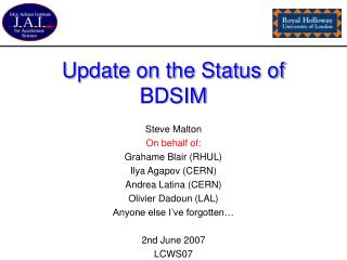 Update on the Status of BDSIM