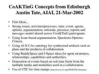 CoAKTinG Concepts from Edinburgh Austin Tate, AIAI, 21-Mar-2002