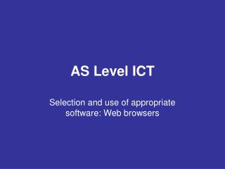 AS Level ICT