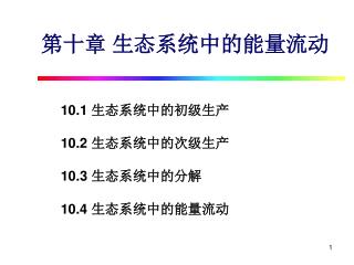 第十章 生态系统中的能量流动