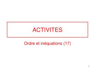 ACTIVITES