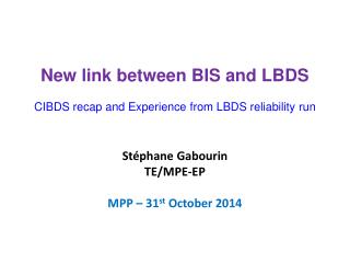 Stéphane Gabourin TE/MPE-EP MPP – 31 st October 2014