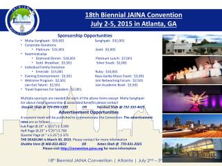 18th Biennial JAINA Convention July 2-5, 2015 in Atlanta, GA