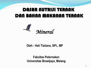 DASAR NUTRISI TERNAK DAN BAHAN MAKANAN TERNAK