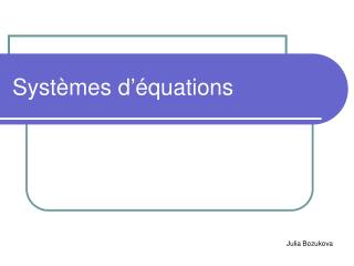 Systèmes d’équations