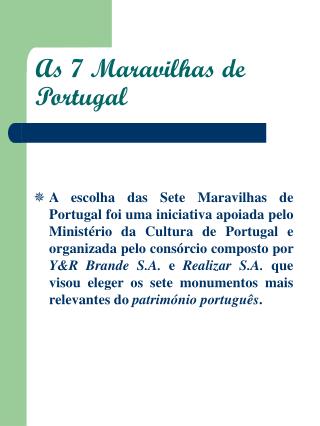 As 7 Maravilhas de Portugal