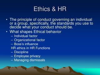 Ethics &amp; HR