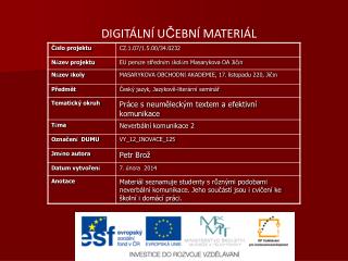 DIGITÁLNÍ U Č EBNÍ MATERIÁL