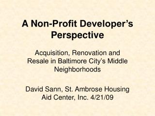 A Non-Profit Developer’s Perspective