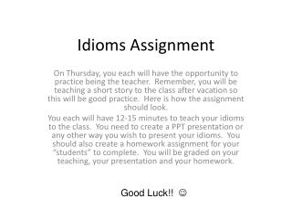 Idioms Assignment