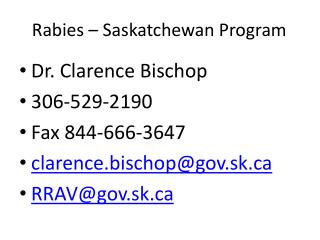 Rabies – Saskatchewan Program