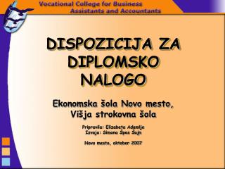 DISPOZICIJA ZA DIPLOMSKO NALOGO