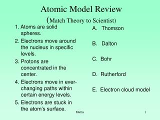 Atomic Model Review ( Match Theory to Scientist)