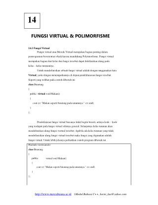 14 FUNGSI VIRTUAL &amp; POLIMORFISME 14.1 Fungsi Virtual