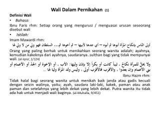 Wali Dalam Pernikahan (1) Definisi Wali Bahasa :