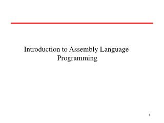 Introduction to Assembly Language Programming