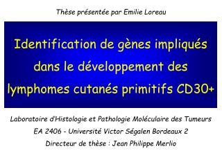 Identification de gènes impliqués dans le développement des lymphomes cutanés primitifs CD30+