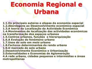 Economia Regional e Urbana