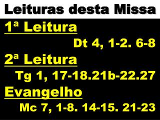 Leituras desta Missa